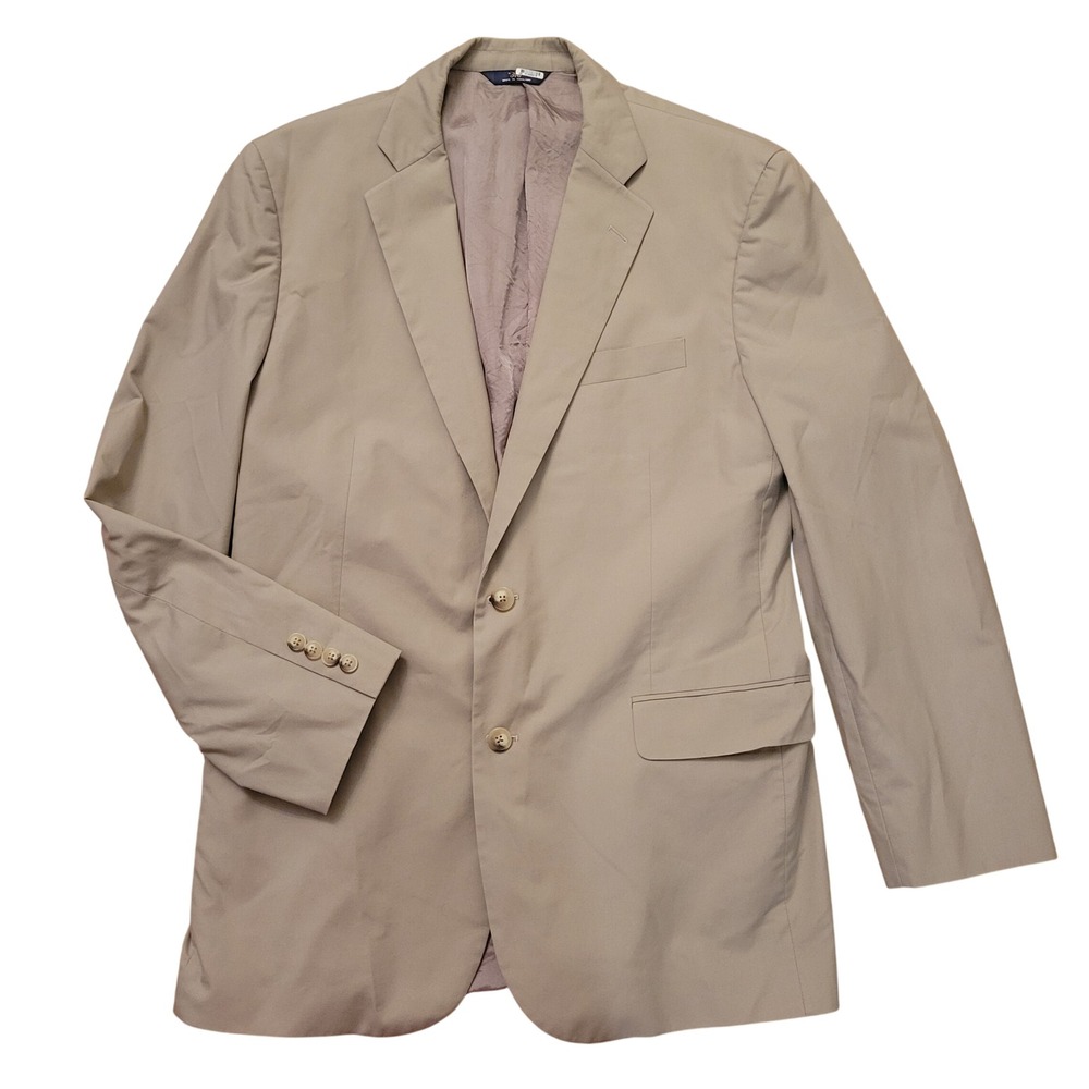 346 Brooks Brothers 44L Blazer Tan Cotton Two Button Sport Coat Dapper Preppy